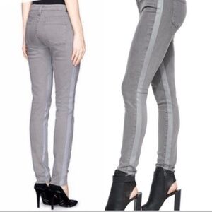 Vince Dylan Skinny Mid Rise Metallic Silver Tux Side Stripe Gray Jeans 28 EUC